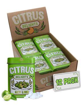 Vegan Key Lime Candy Pastilles - 30 Count Tin, Gluten-Free, Natural Citrus